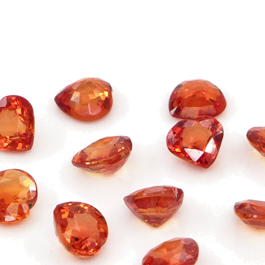 Natural Untreated Orange Sapphire Calibrated Hearts | 4mm & 5mm