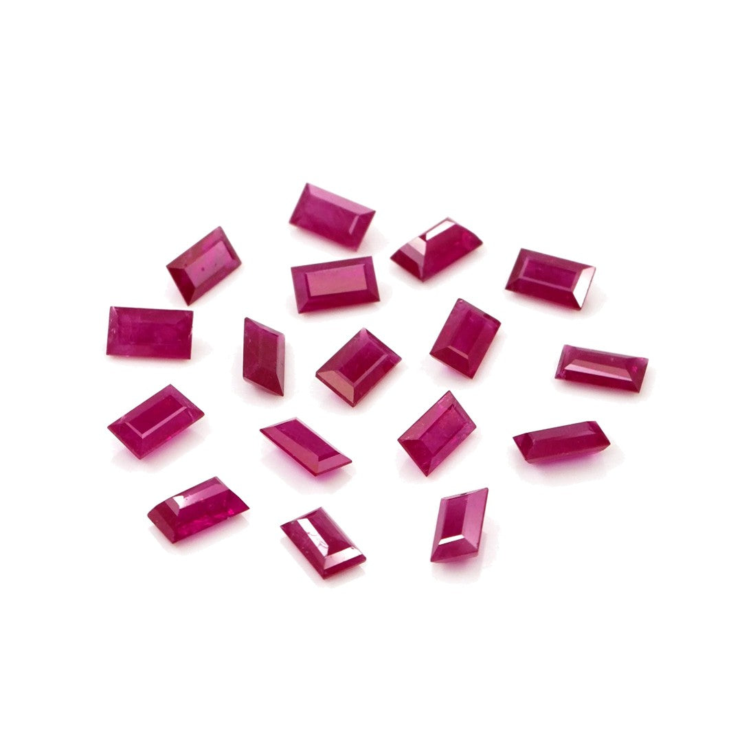 Natural Untreated Mozambique Ruby Calibrated Baguettes | 2x4mm & 2.5x5mm