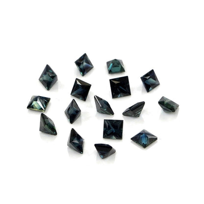 Natural Untreated Australian Teal Sapphire Calibrated Squares | 3mm & 3.5mm