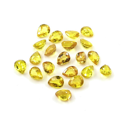 Natural Untreated Yellow Sapphire Calibrated Pears | 3x4mm & 4x5mm