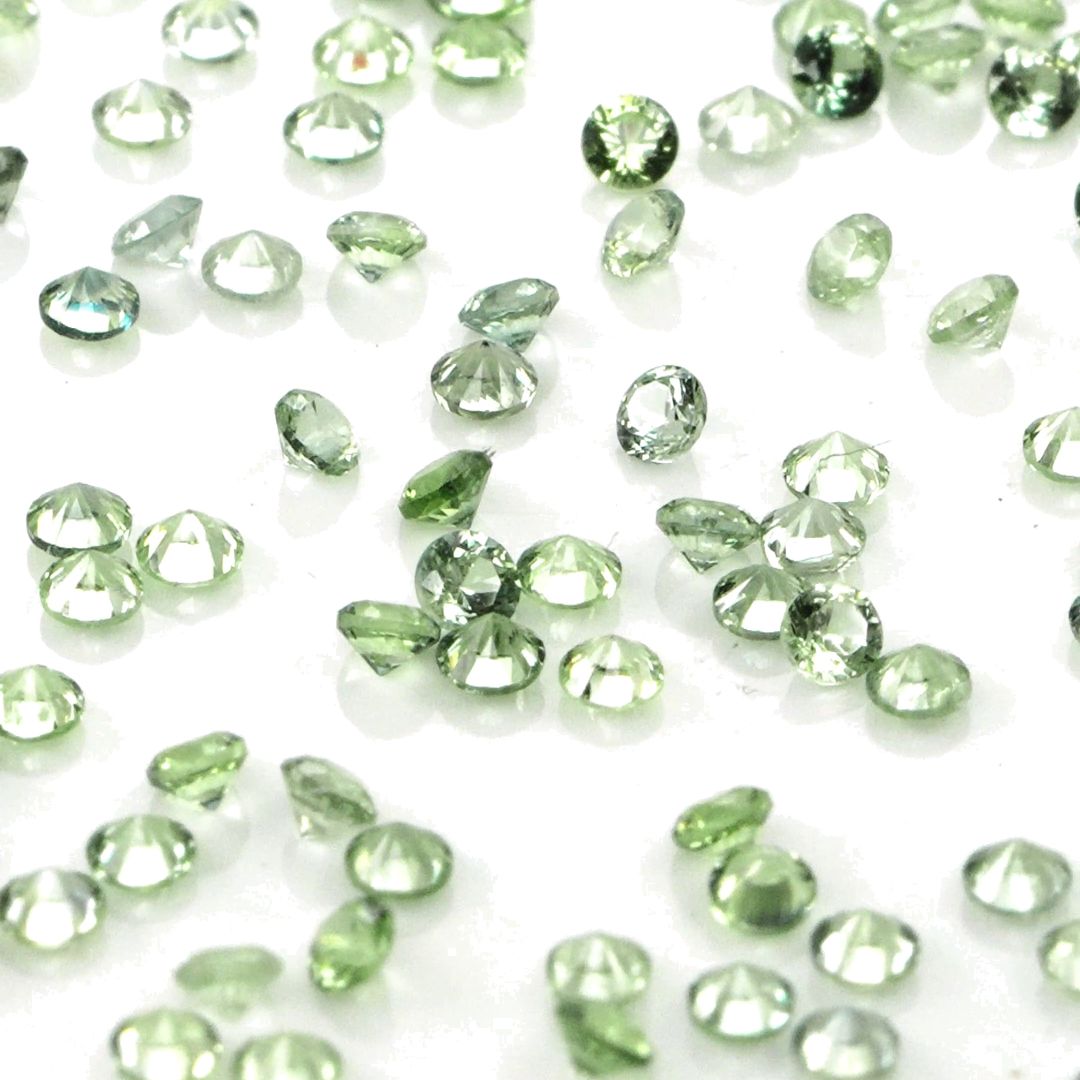 Natural Untreated Green Sapphire Calibrated Rounds | 1mm & 1.5mm