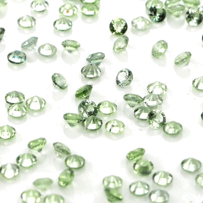 Natural Untreated Green Sapphire Calibrated Rounds | 1mm & 1.5mm