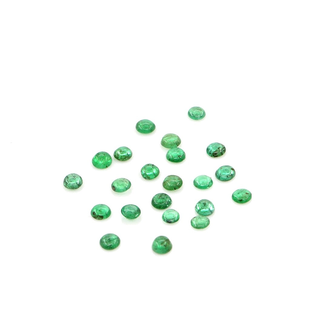 Natural Zambian Emerald Calibrated Cabochon Rounds | 2mm & 2.5mm