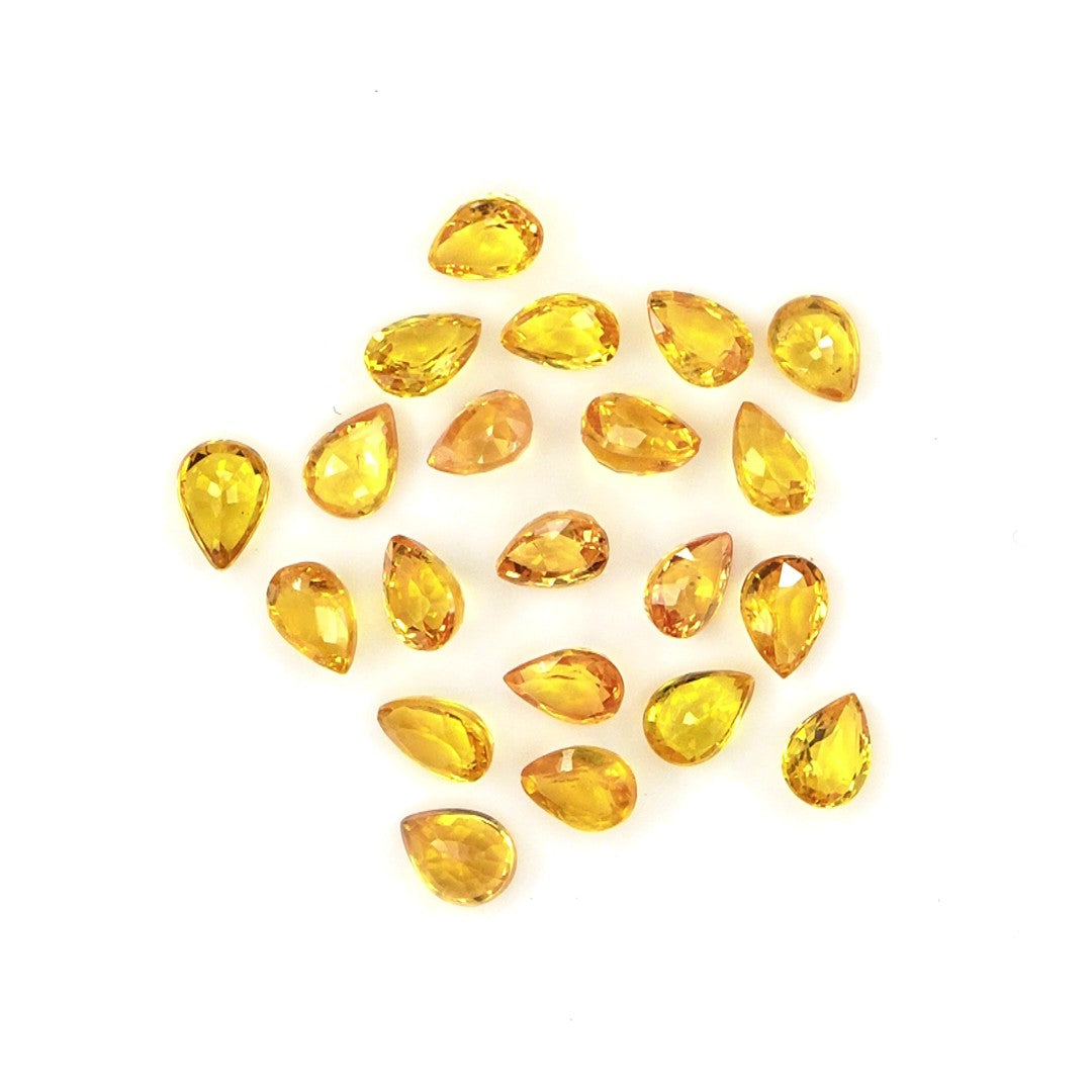 Natural Untreated Yellow Sapphire Calibrated Pears | 3x4mm & 4x5mm