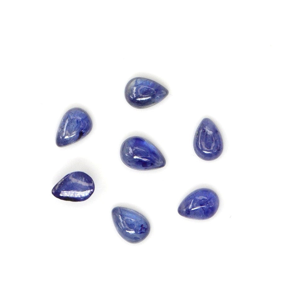 Natural Bangkok Blue Sapphire Calibrated Cabochon Pears | 3x5mm & 4x6mm