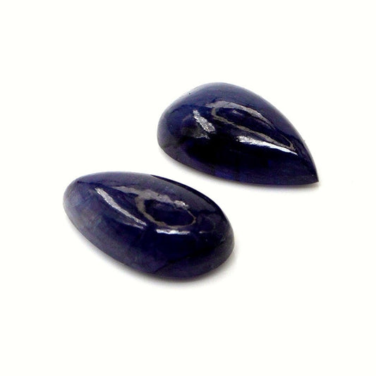 Natural Bangkok Blue Sapphire Calibrated Cabochon Pears | 8x15mm & 9x16mm