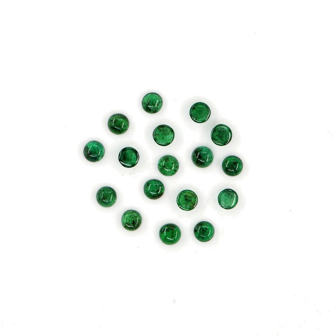Natural Zambian Emerald Calibrated Cabochon Rounds | 3mm & 3.5mm
