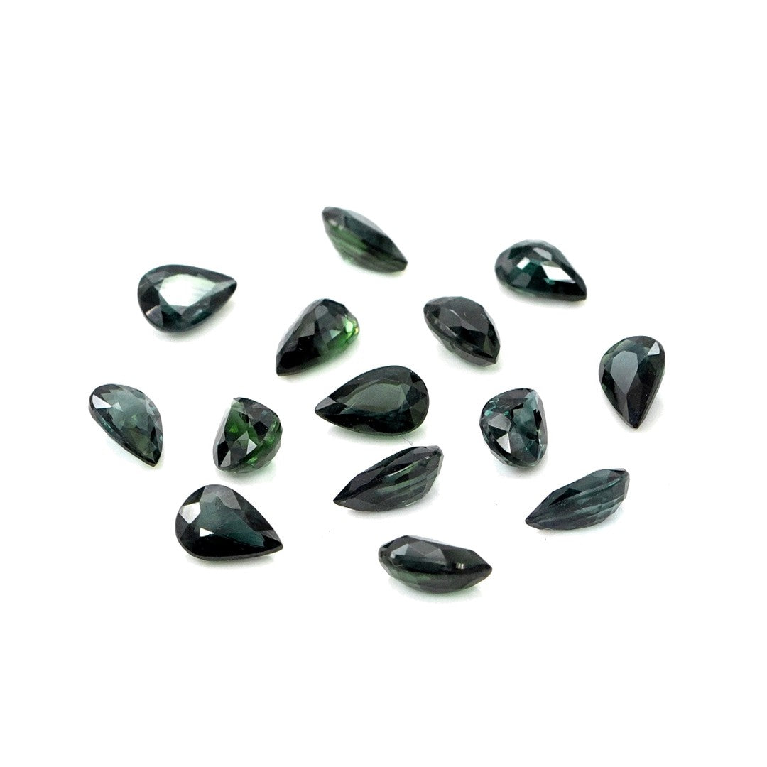 Natural Untreated Teal Sapphire Calibrated Pears | 3x5mm & 4x6mm