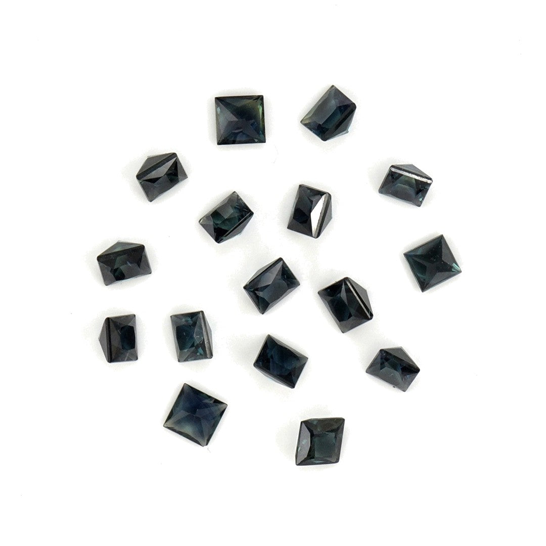 Natural Untreated Australian Teal Sapphire Calibrated Squares | 3mm & 3.5mm