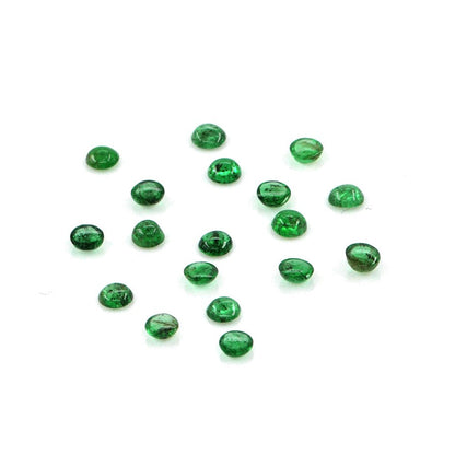 Natural Zambian Emerald Calibrated Cabochon Rounds | 2mm & 2.5mm