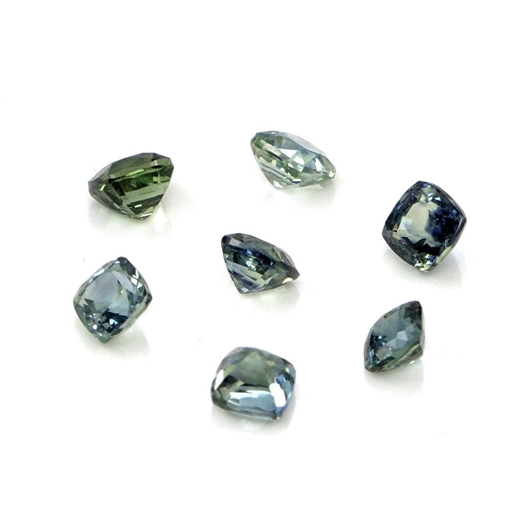 Natural Untreated Australian Teal Sapphire Calibrated Cushions | 3mm & 3.5mm