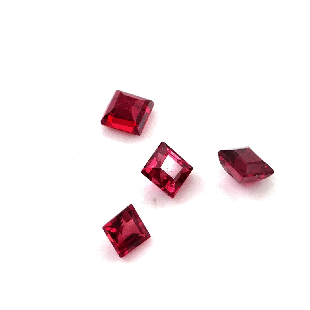 Natural Untreated Red Sapphire Calibrated Squares | 2.5mm & 3mm