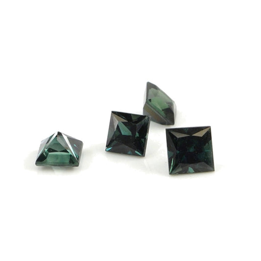 Natural Untreated Australian Teal Sapphire Calibrated Squares | 4mm & 4.5mm