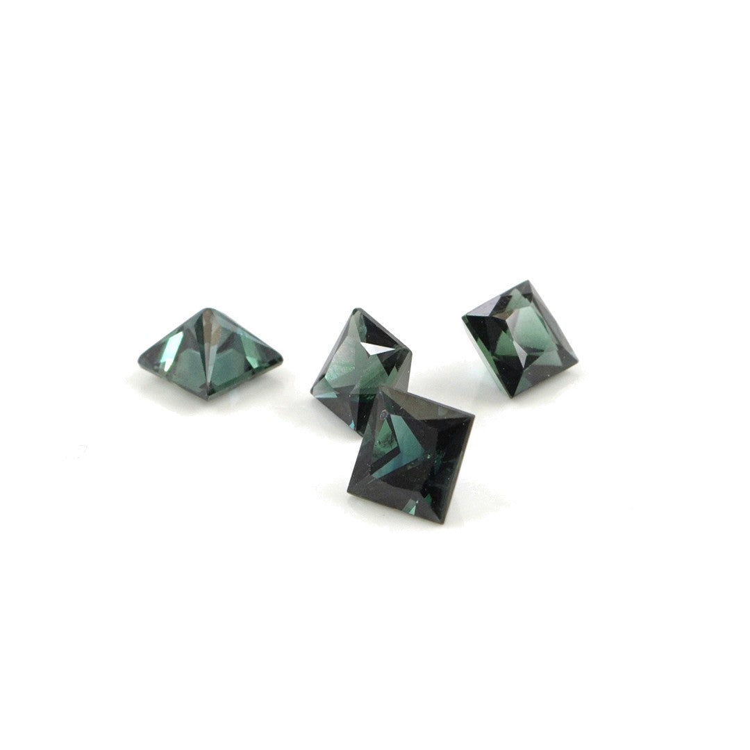 Natural Untreated Australian Teal Sapphire Calibrated Squares | 4mm & 4.5mm