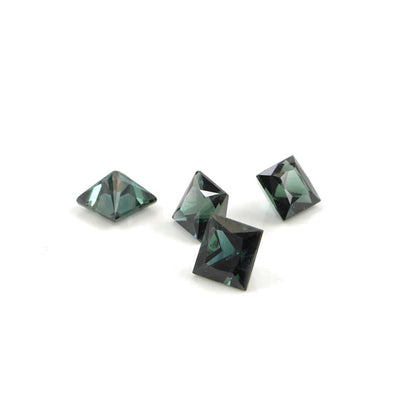 Natural Untreated Australian Teal Sapphire Calibrated Squares | 4mm & 4.5mm