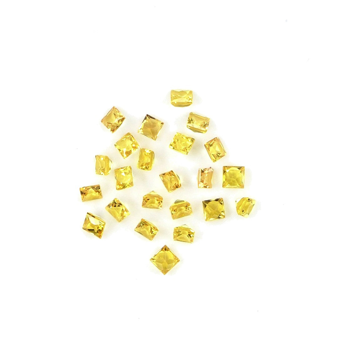 Natural Untreated Yellow Sapphire Calibrated Princess Cut Squares | 2mm & 2.25mm