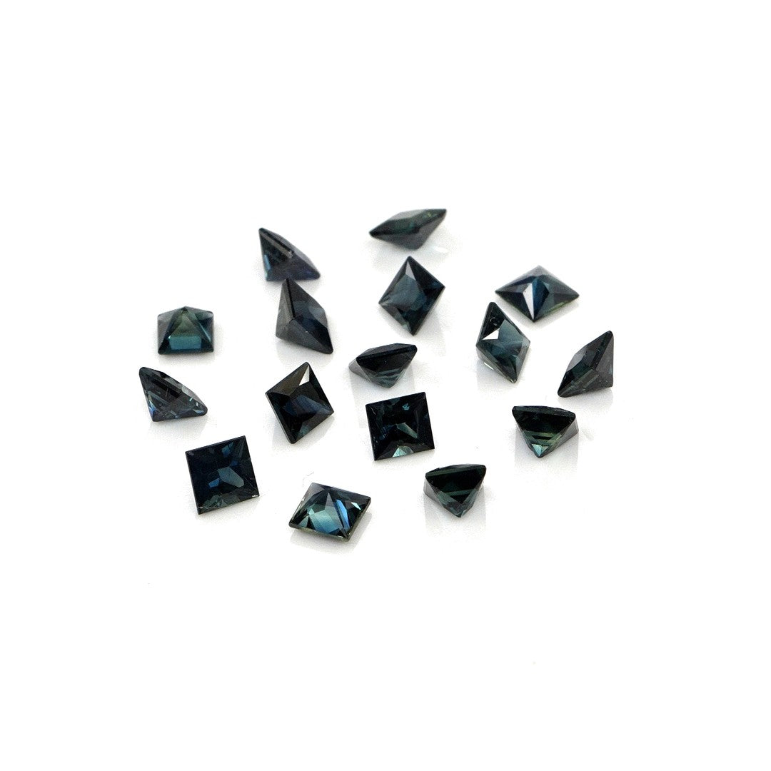 Natural Untreated Australian Teal Sapphire Calibrated Squares | 3mm & 3.5mm