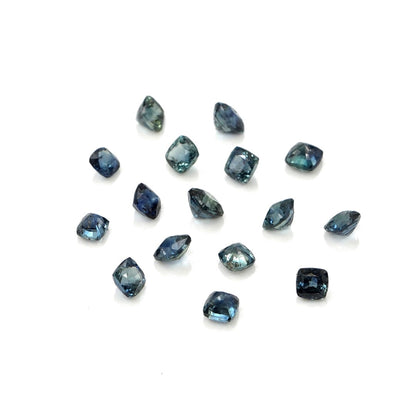 Natural Untreated Australian Teal Sapphire Calibrated Cushions | 3mm & 3.5mm