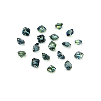 Natural Untreated Australian Teal Sapphire Calibrated Cushions | 3mm & 3.5mm