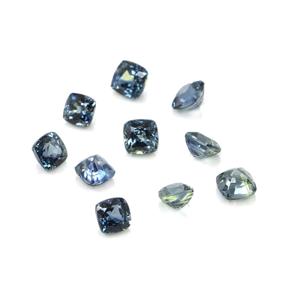 Natural Untreated Australian Teal Sapphire Calibrated Cushions | 3mm & 3.5mm
