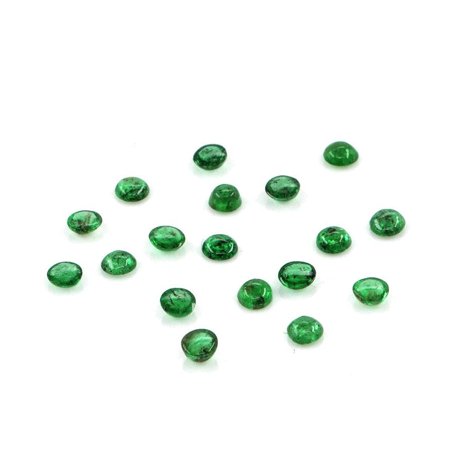 Natural Zambian Emerald Calibrated Cabochon Rounds | 2mm & 2.5mm