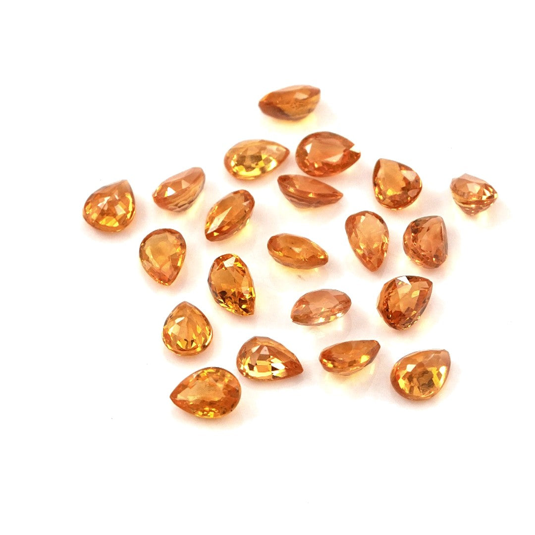 Natural Untreated Orange Sapphire Calibrated Pears | 3x4mm & 4x5mm