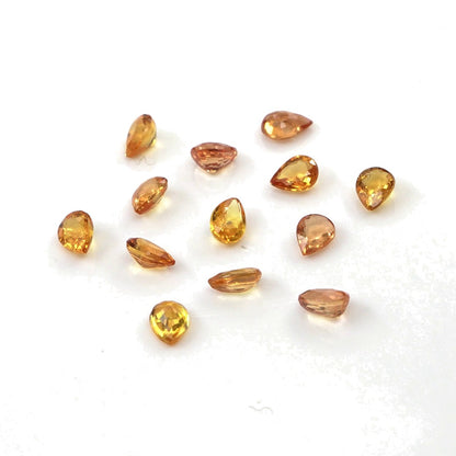 Natural Untreated Orange Sapphire Calibrated Pears | 3x4mm & 4x5mm