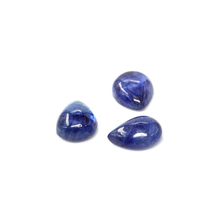 Natural Bangkok Blue Sapphire Calibrated Cabochon Pears | 7x9mm & 8x10mm