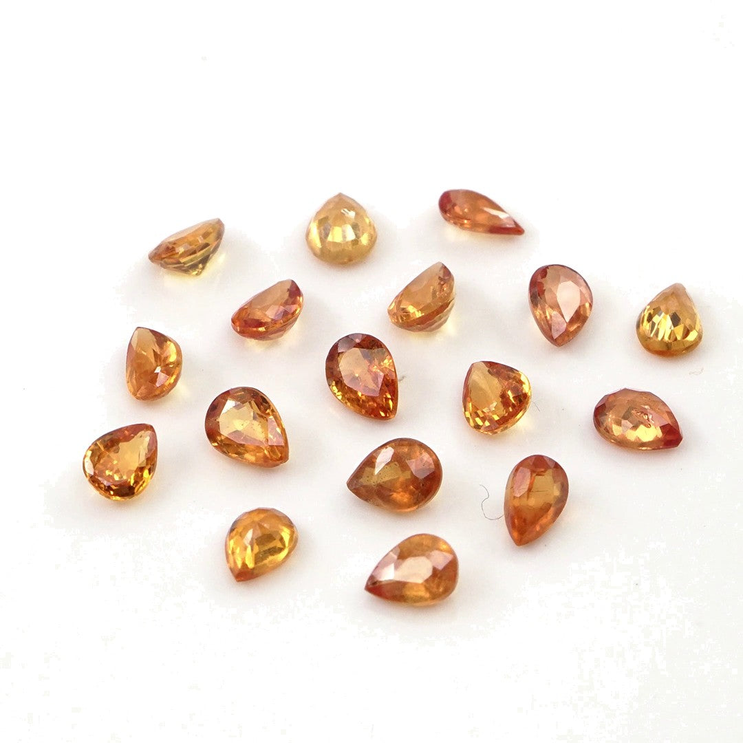 Natural Untreated Orange Sapphire Calibrated Pears | 3x4mm & 4x5mm