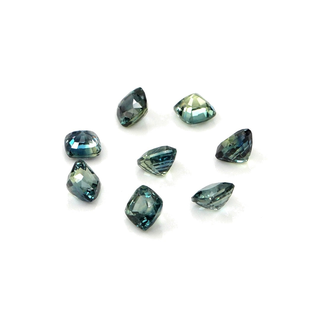 Natural Untreated Australian Teal Sapphire Calibrated Cushions | 4mm & 4.5mm