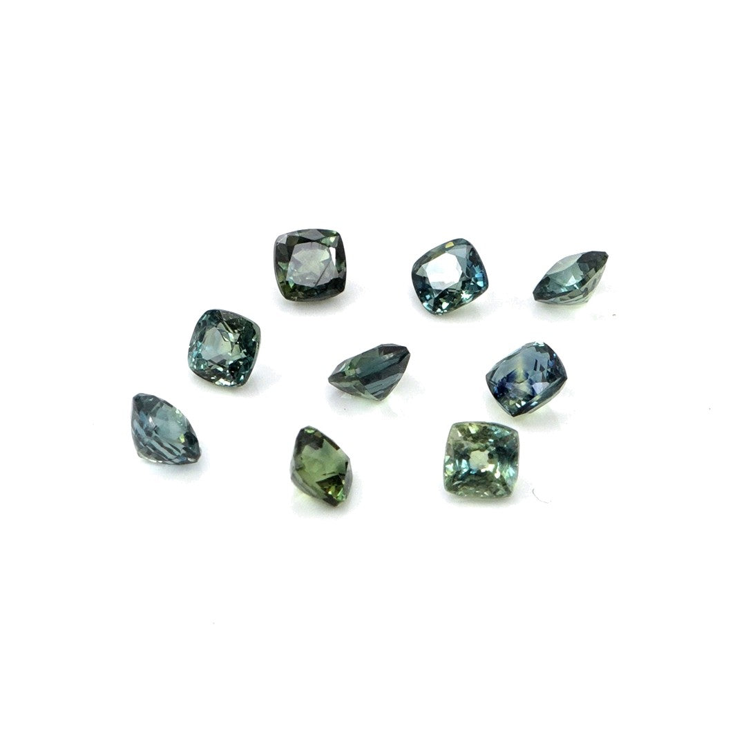 Natural Untreated Australian Teal Sapphire Calibrated Cushions | 4mm & 4.5mm