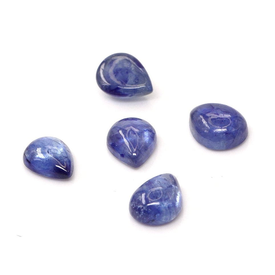 Natural Bangkok Blue Sapphire Calibrated Cabochon Pears | 5x7mm & 6x8mm