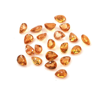 Natural Untreated Orange Sapphire Calibrated Pears | 3x4mm & 4x5mm