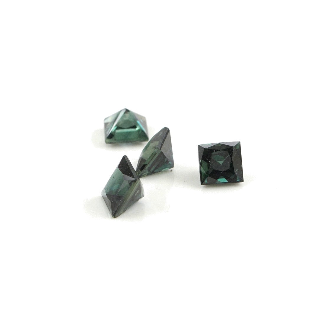 Natural Untreated Australian Teal Sapphire Calibrated Squares | 4mm & 4.5mm
