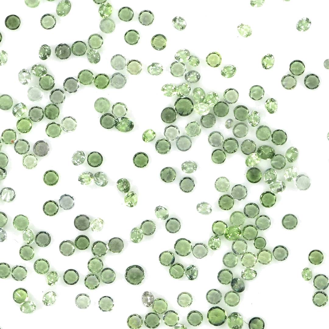 Natural Untreated Green Sapphire Calibrated Rounds | 2mm & 2.5mm