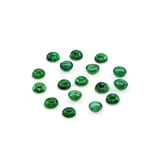 Natural Zambian Emerald Calibrated Cabochon Rounds | 3mm & 3.5mm