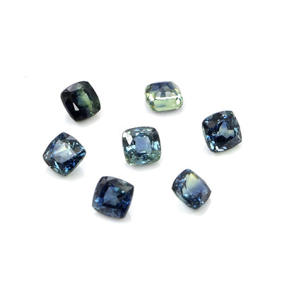 Natural Untreated Australian Teal Sapphire Calibrated Cushions | 4mm & 4.5mm