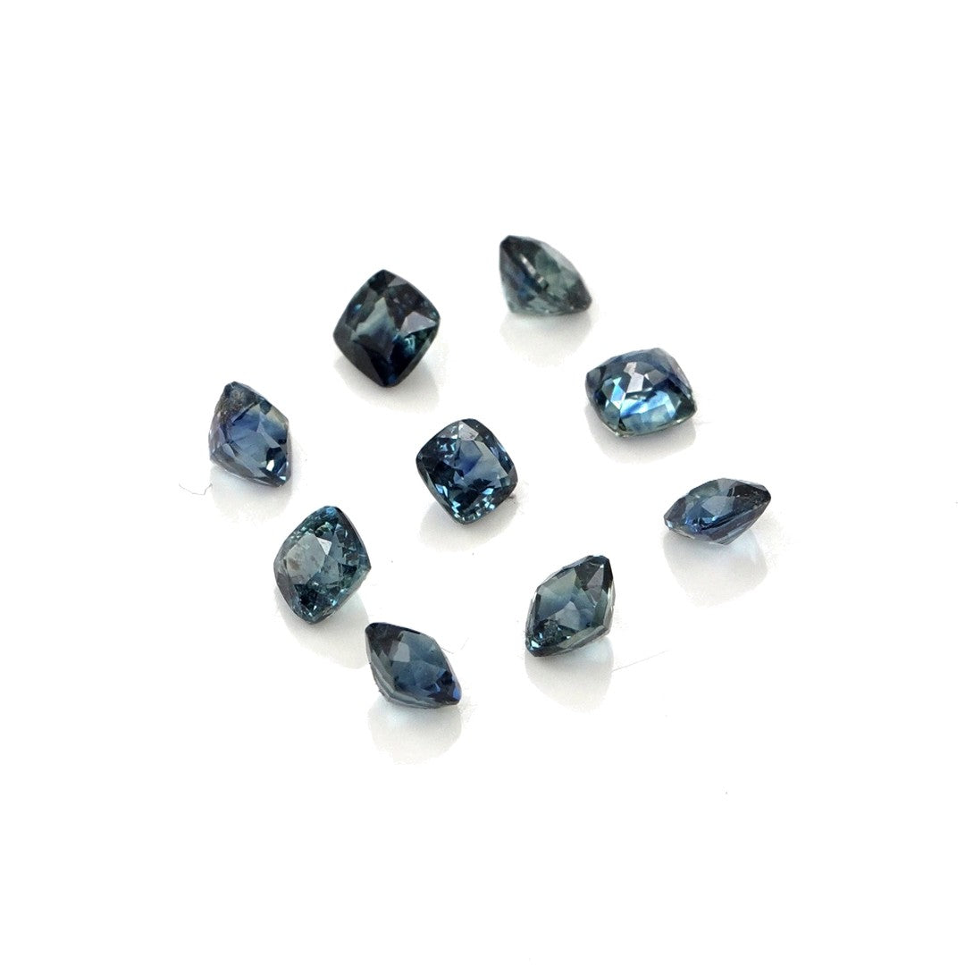Natural Untreated Australian Teal Sapphire Calibrated Cushions | 3mm & 3.5mm