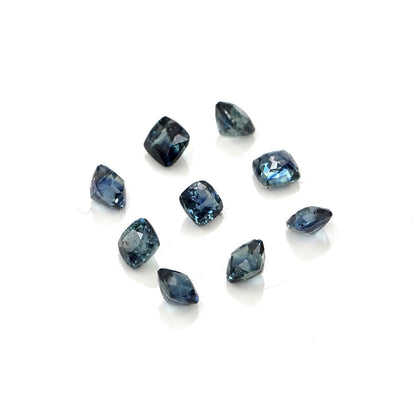 Natural Untreated Australian Teal Sapphire Calibrated Cushions | 3mm & 3.5mm