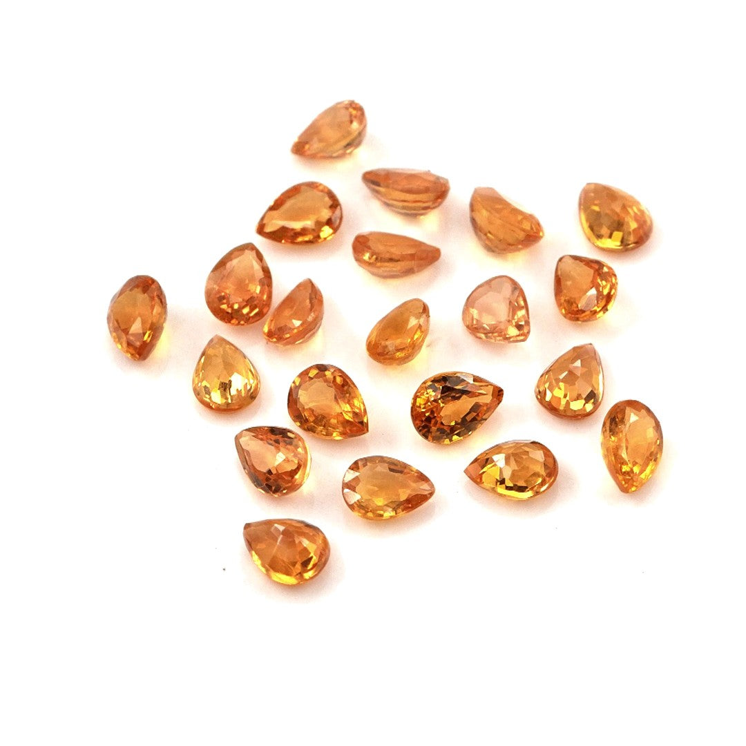 Natural Untreated Orange Sapphire Calibrated Pears | 3x4mm & 4x5mm