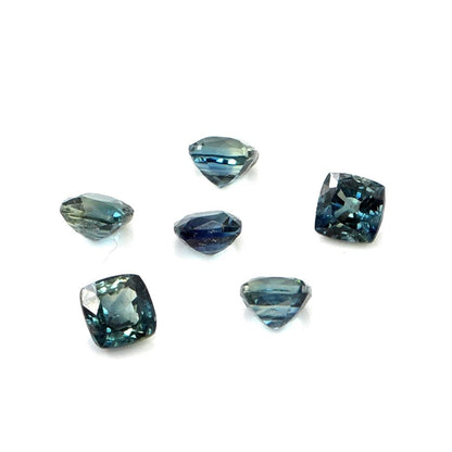 Natural Untreated Australian Teal Sapphire Calibrated Cushions | 4mm & 4.5mm