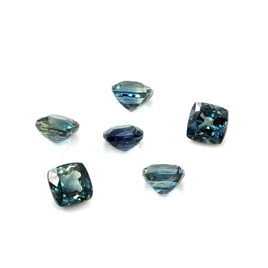 Natural Untreated Australian Teal Sapphire Calibrated Cushions | 4mm & 4.5mm