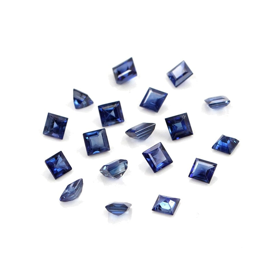 Natural Untreated Blue Sapphire Calibrated Squares | 3mm & 3.5mm