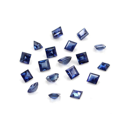 Natural Untreated Blue Sapphire Calibrated Squares | 3mm & 3.5mm