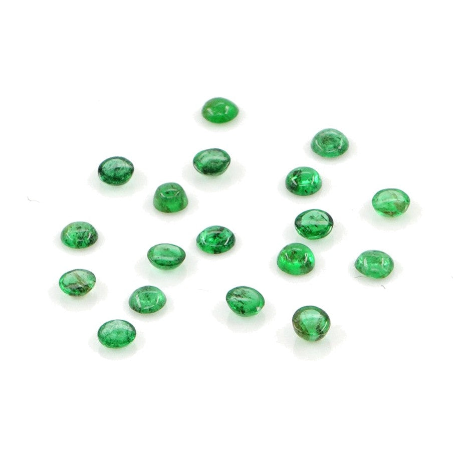 Natural Zambian Emerald Calibrated Cabochon Rounds | 2mm & 2.5mm