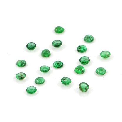 Natural Zambian Emerald Calibrated Cabochon Rounds | 2mm & 2.5mm
