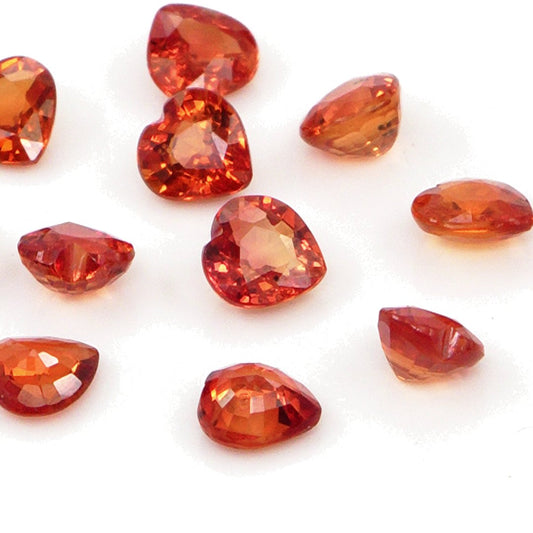 Natural Untreated Orange Sapphire Loose Heart Cut | 4mm & 5mm OS-H2 Picture-2