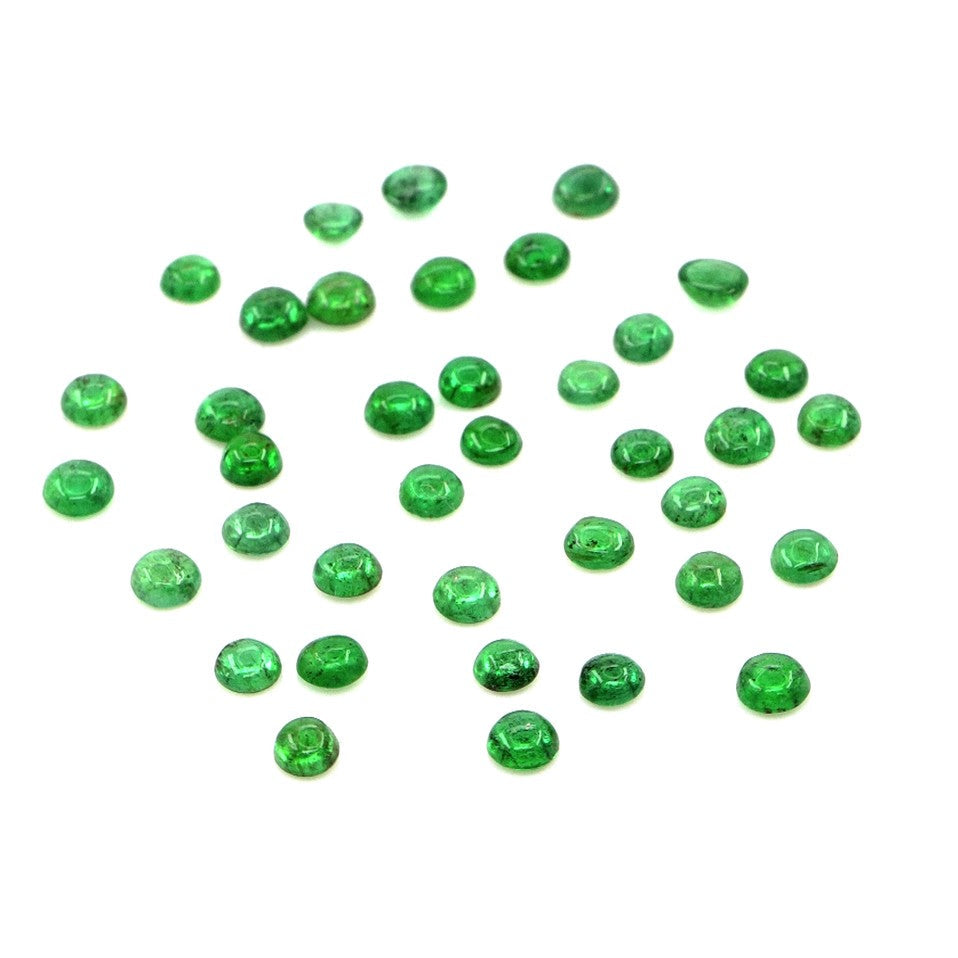 Natural Zambian Emerald Calibrated Cabochon Rounds | 2mm & 2.5mm