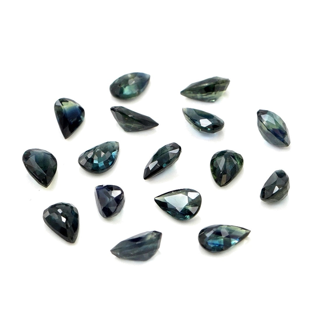 Natural Untreated Teal Sapphire Calibrated Pears | 3x5mm & 4x6mm