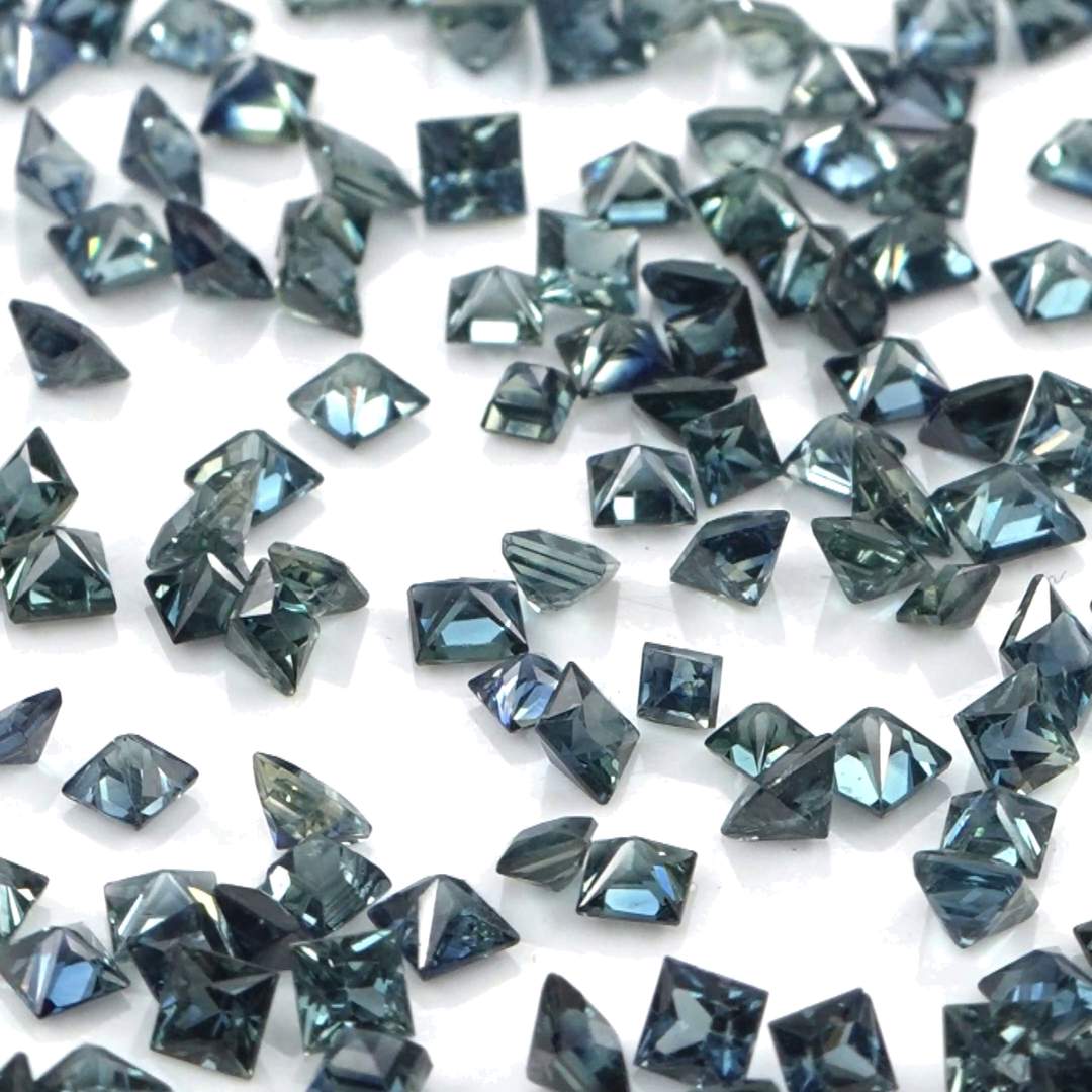 Natural Untreated Australian Teal Sapphire Calibrated Squares | 2mm & 2.5mm